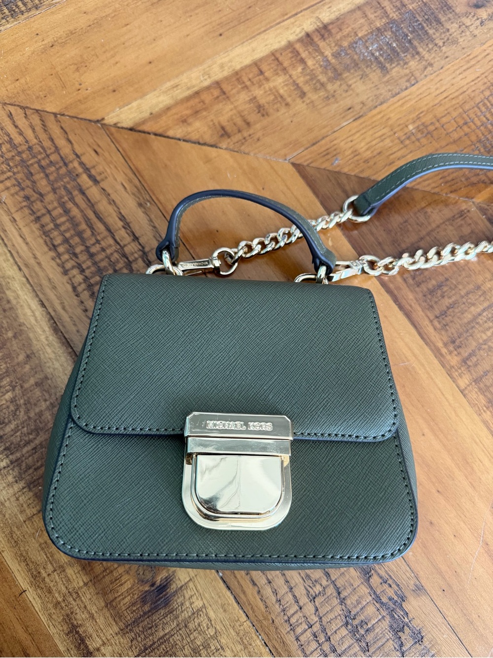 Michael Kors Olive Mini Satchel with Gold Chain
